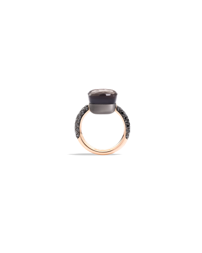 Pomellato Maxi-size Ring Rose Gold 18kt, Obsidian, Treated Black Diamond (horloges)